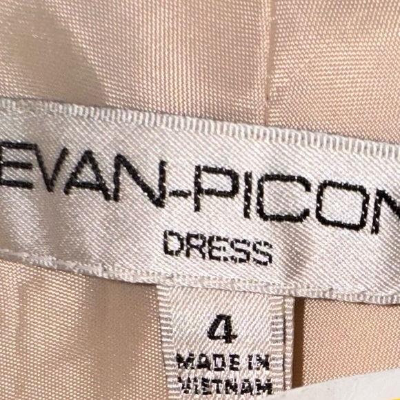 90s Evan Picone Chiffon Cream V-Neck Dress - Picture 13 of 13